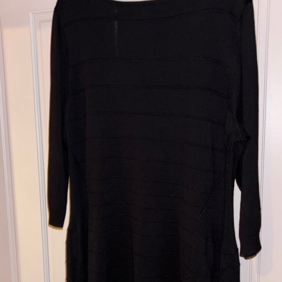 Lane Bryant Black Long Sleeve Knit Midi Dress with Subtle A-Line - Picture 7 of 9